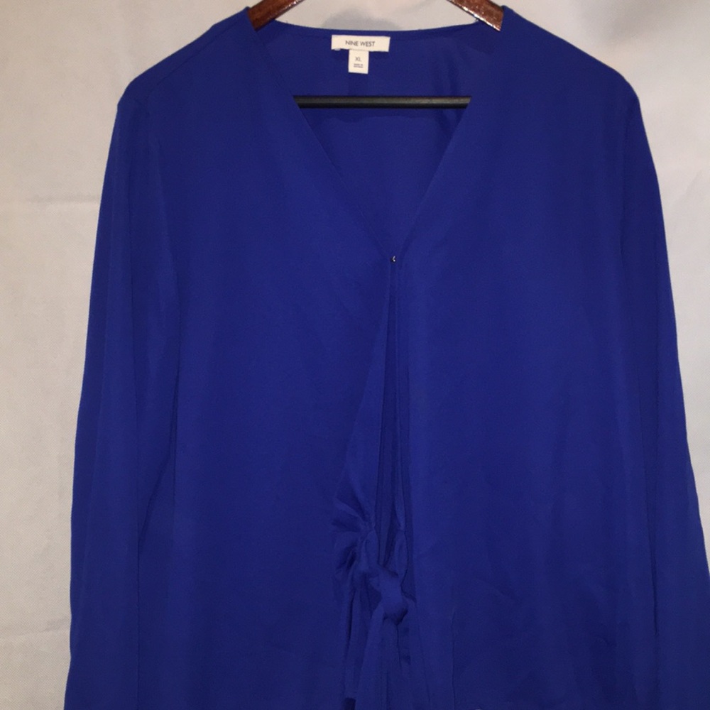 Nine West V-Neck Wrap Blouse | Royal Blue | Size XL